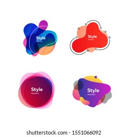 Bright abstract badges set. Multicolored liquid shapes with sample text. Trendy minimal templates for presentations, banners, flyers and apps. Vector illustration