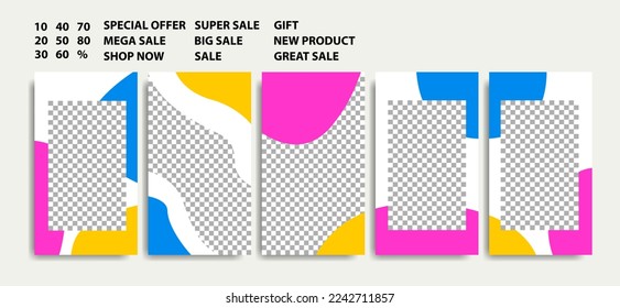 Bright abstract banners. Wallpaper for stories and social media. Modern poster template with empty space for text. Minimalistic cover design.