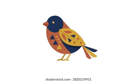 Bright abstract bird with vivid colors and geometric patterns suitable for artistic design, decorative themes, creative projects, and visual arts
