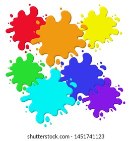 Bright abstract blots, splash fluid. Stain with splashes liquid. Vector illustration isolated on white background
