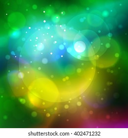 Bright Abstract Bokeh Background , Defocused Lights, Vector Illustration