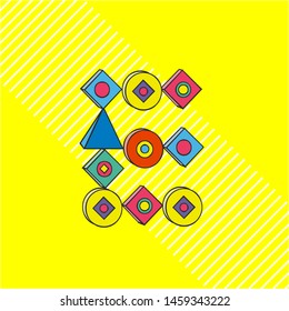 Bright abstract capital letter E. Geometrical abstraction style. Vector illustration