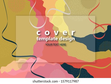 Bright abstract color background. Geometric wave shapes, decorative lines, circles of dots. Modern design. Template for banner, flyer, poster, brochure, gift card, cover. Vector illustration