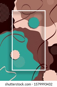 Bright abstract color background. Geometric wave shapes, decorative lines, circles of dots. Modern design. Template for banner, flyer, poster, brochure, gift card, cover. Vector illustration