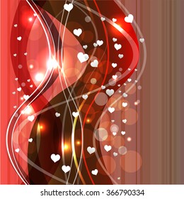 Bright abstract color vector graphic illustration of Valentine day love holiday with symbol of beautiful heart shape and lights on colorful background