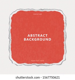 Bright abstract colored piece of paper torn around the edges on a polka dot background. Frame, texture, place for text. Template for your design. Vector illustration