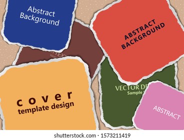 Bright abstract colored pieces of paper torn around the edges on a polka dot background. Place for text. Template for your design. Vector illustration