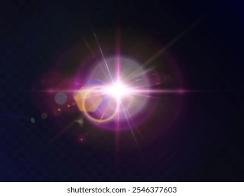 Bright abstract colorful light effect with rays and glare for vector illustration. Vector png
