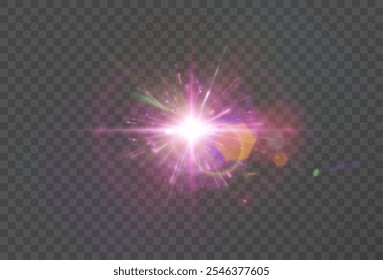 Bright abstract colorful light effect with rays and glare for vector illustration. Vector png