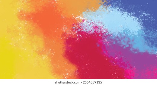 Bright abstract colorful pastel watercolor drawing on a paper image. Aesthetic holi watercolour background. Aquarelle paint brush texture. Freeze motion of colored powder explosion isolated on white 