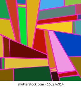 Bright abstract composition of geometric shapes.