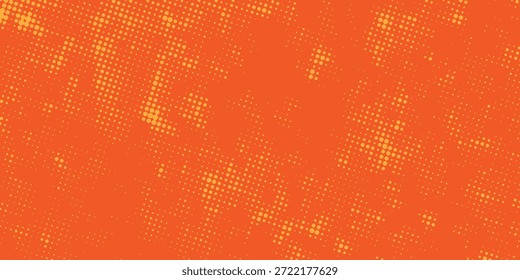 Composición abstracta brillante con patrón de punto semitono naranja.