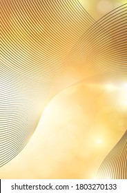 Composición abstracta brillante, líneas curvas brillantes, líneas de mezcla onduladas, partículas brillantes, resaltados. Concepto mágico con efecto bokeh para el diseño de tarjetas, banners, volantes o fondos. Vector