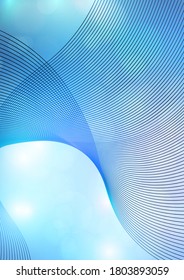 Bright abstract composition, shiny curved lines, wavy blending lines, glittering particles, highlights. Magic concept with bokeh effect for design of cards, banners, flyers or backgrounds. Vector