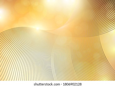 Bright abstract composition, shiny curved lines, wavy blending lines, glittering particles, highlights. Magic concept with bokeh effect for design of cards, banners, flyers or backgrounds. Vector