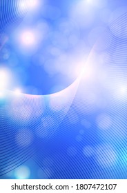 Composición abstracta brillante, líneas curvas brillantes, líneas de mezcla onduladas, partículas brillantes, resaltados. Concepto mágico con efecto bokeh para el diseño de tarjetas, banners, volantes o fondos. Vector