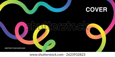 bright abstract cover with rainbow gradient squiggle doodle lines, creative template for text, ads, vector illustration