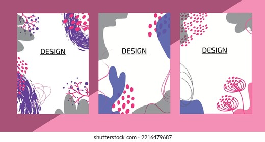 bright abstract covers, lights and spots, pink, trendy shapes