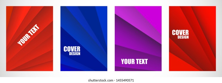 Bright abstract covers set. Striples with overlay, modern design