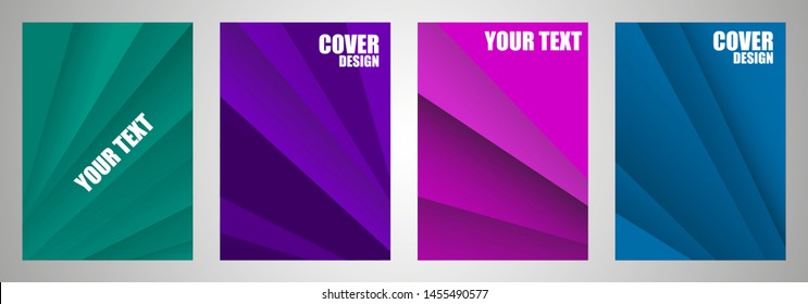 Bright abstract covers set. Striples with overlay, modern design