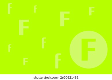 Bright abstract design featuring varying shades of green and the letter F in different sizes and styles
