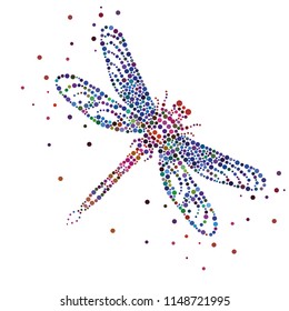 Bright Abstract Dragonfly. Bubbles Design. Beauty.