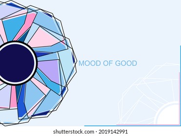 Bright, abstract element on a blue background. Postcard, pattern for decoration of presentation in modern design