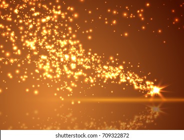 Brilhante abstrato queda estrela cintilante fundo cometa. Cometa brilhante mágico brilhante. Ilustração vetorial