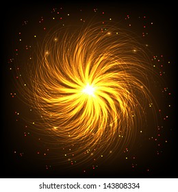 Bright Abstract festive fireworks explosion over black background