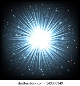 Bright Abstract festive fireworks explosion over black background