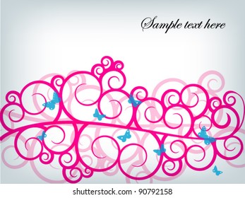 Bright abstract floral background with butterfly