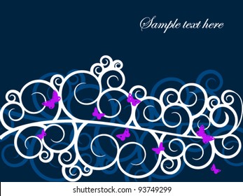 Bright abstract floral background with butterfly