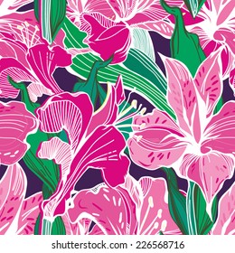 Bright Abstract Floral seamless vintage pattern.