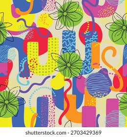 Diseño de patrón transparente de Vector floral abstracto brillante
