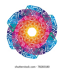 bright abstract flower in rainbow colors