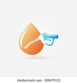 Bright abstract fuel gun (pump) vector and dot icon - gasoline fuel nozzle simple symbol 