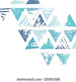 Bright abstract geometric background. Colorful mosaic of triangles. Geometric hipster retro background with place for your text. Grunge triangle background.