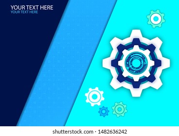 Bright abstract geometric background, gear wheel. Business template for brochure, cover, banner, flyer. Vector illustration for your corporate design.bstract technology background