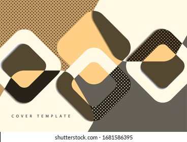 Bright abstract geometric composition with square rounded rhombuses. Modern design background. Business presentation design template, cover, brochure, flyer, web banner. Vector illustration