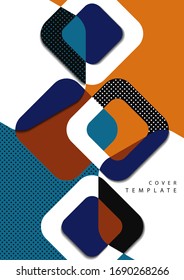 Bright abstract geometric composition with square rounded rhombuses. Modern design background. Business presentation design template, cover, brochure, flyer, web banner. Vector illustration