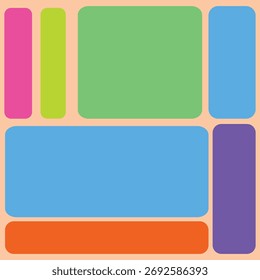 Bright, abstract geometric design featuring colorful rectangles, ideal for backgrounds, posters, and modern digital art.