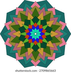 Obra de arte geométrica abstracta brillante del mandala que muestra la decoración floral artística colorida