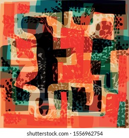 Bright abstract geometric pattern in graffiti style quality illustration for your design