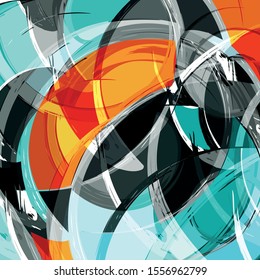 Bright abstract geometric pattern in graffiti style quality illustration for your design