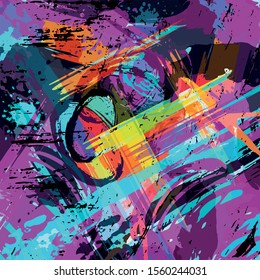 Bright abstract geometric pattern in graffiti style quality illustration for your design