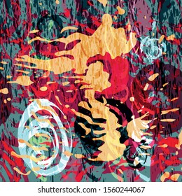 Bright abstract geometric pattern in graffiti style quality illustration for your design