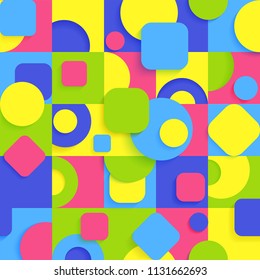 Bright abstract geometric pattern in seamless background with modern ornaments of figures.