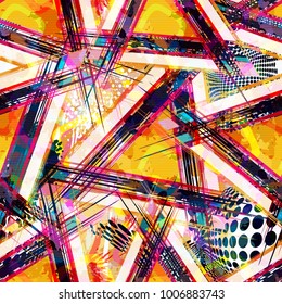 Bright abstract geometric seamless pattern in graffiti style. Quality vector illustration for your design