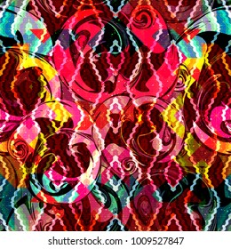Bright abstract geometric seamless pattern in graffiti style. Quality vector illustration for your design