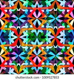Bright abstract geometric seamless pattern in graffiti style. Quality vector illustration for your design